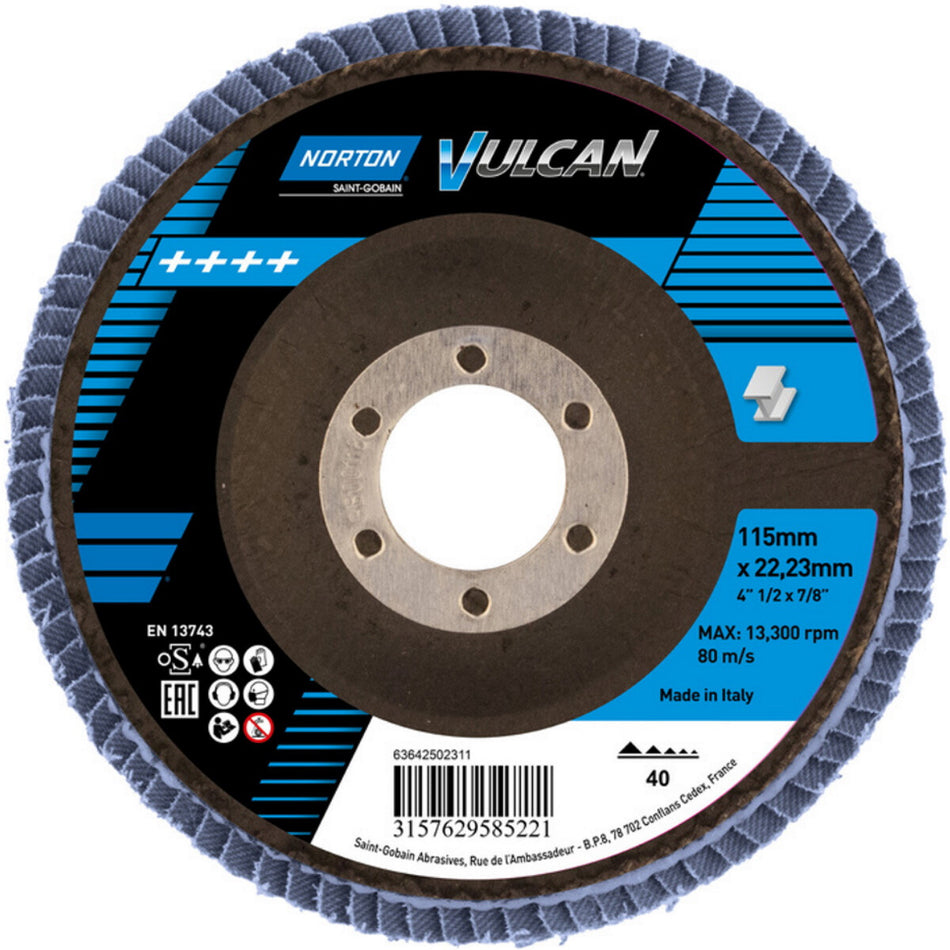 Norton Flap discs fibre glass packed Vulcan R842 115x22 P120
